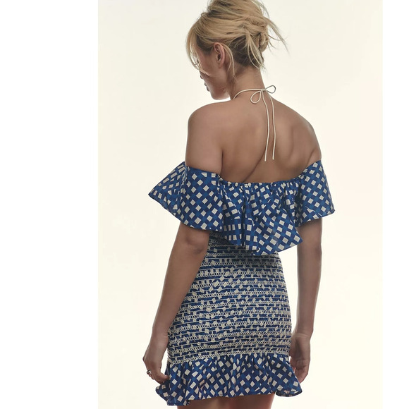 NWT Anthropologie Corey Lynn Calter Off-The-Shoulder Smocked Mini Dress $198 XS - Picture 3 of 8